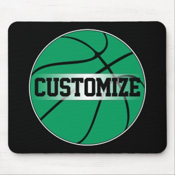 Green Basketball Player Or Coach Custom Team Name Mouse Pad by SoccerMomsDepot at Zazzle