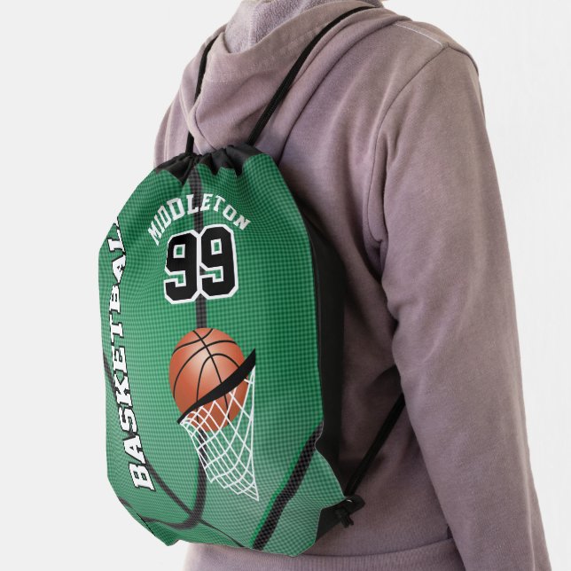 Green Basketball 🏀 Sport Design -  Drawstring Bag (Insitu)