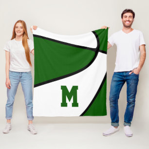 green basketball team colors athletic decor fleece blanket