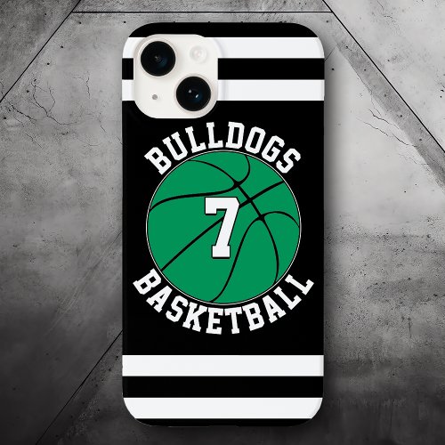 Green Basketball Team Name Player Number Custom Case_Mate iPhone 14 Case