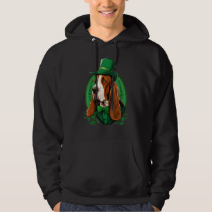 Green Basset Hound shamrock on St Patricks Day Bas Hoodie