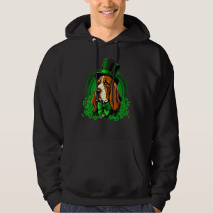 Green Basset Hound shamrock on St Patricks Day Bas Hoodie