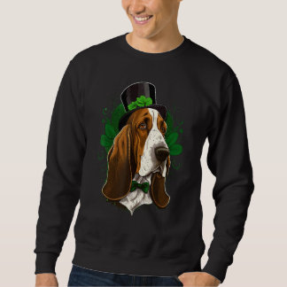 Green Basset Hound shamrock on St Patricks Day Bas Sweatshirt