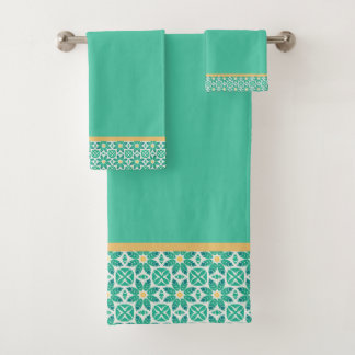 Green bath towel set
