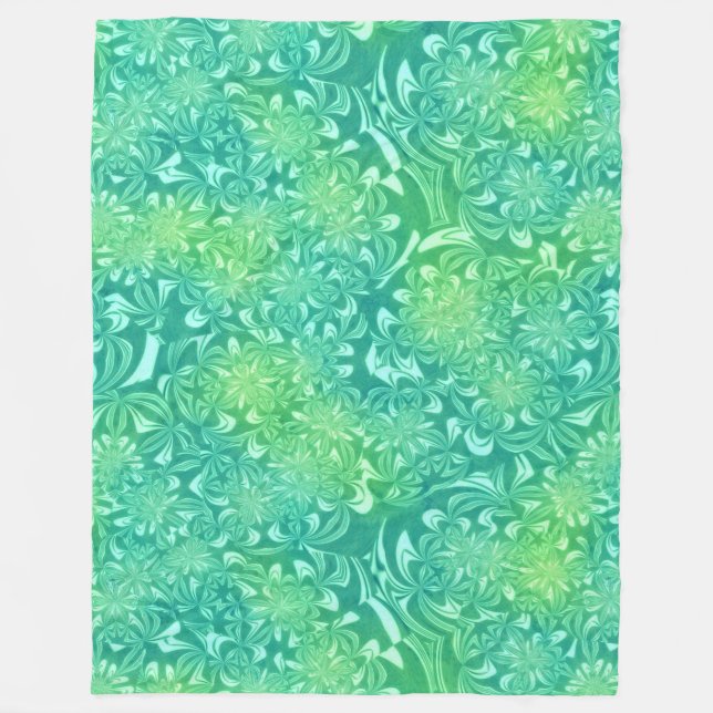 green batik flowers blanket (Front)