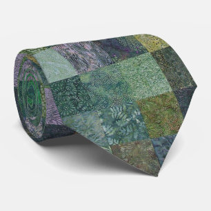 Green Batik Patchwork Neck Tie