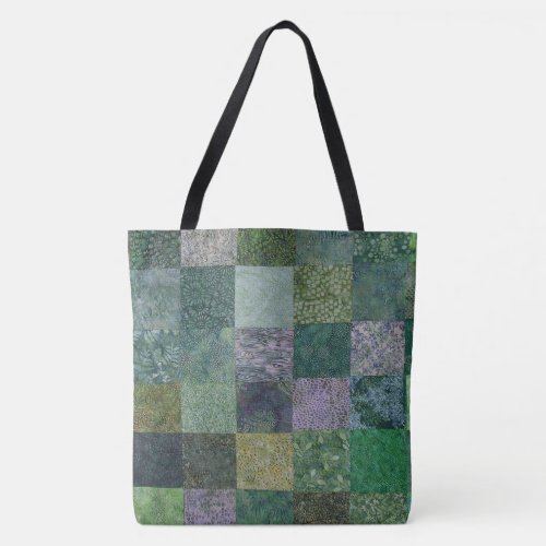 Green Batik Patchwork Tote Bag