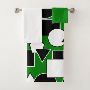 Green Bauhaus Collage  Bath Towel Set