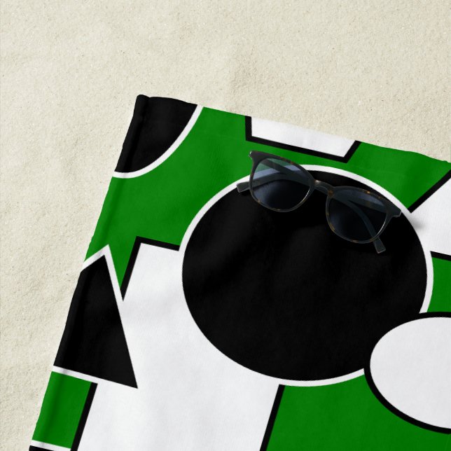 Green Bauhaus Collage  Beach Towel (In Situ)