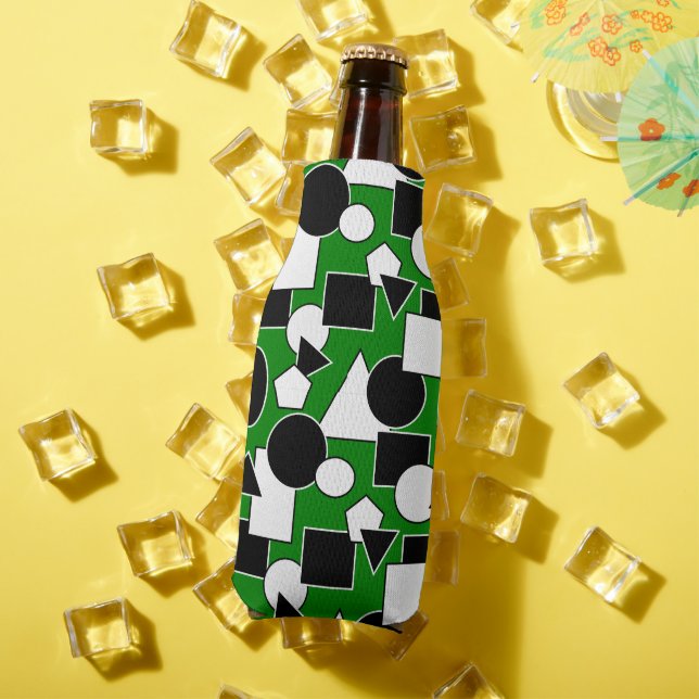 Green Bauhaus Collage  Bottle Cooler (In Situ Summer)