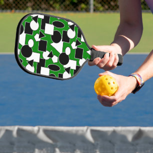 Green Bauhaus Collage Pickleball Paddle