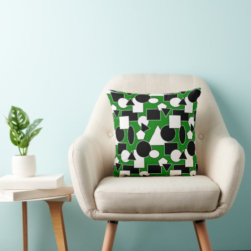 Green Bauhaus Collage  Throw Pillow