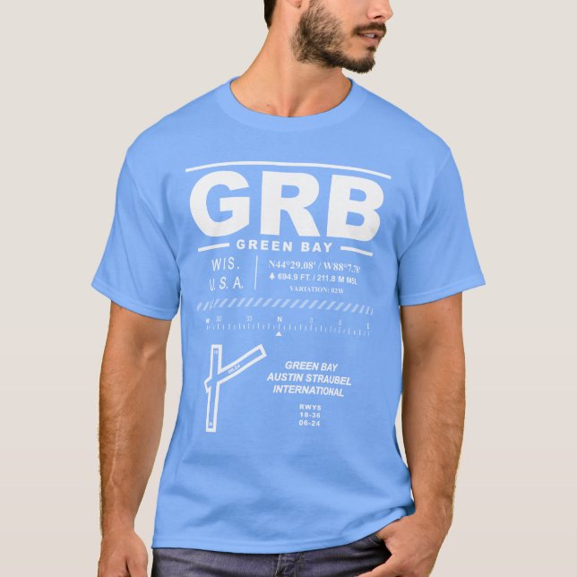 Green Bay Austin Straubel Intl Airport GRB T-Shirt (Front)