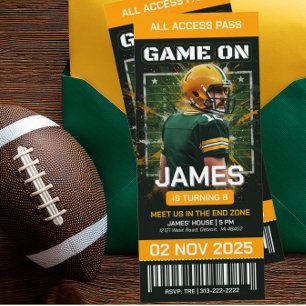 Green Bay Football Ticket Birthday Invitation