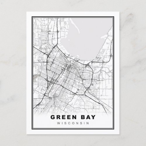 Green Bay Map Postcard