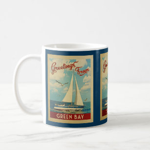 Green Bay Sailboat Vintage Travel Wisconsin Coffee Mug