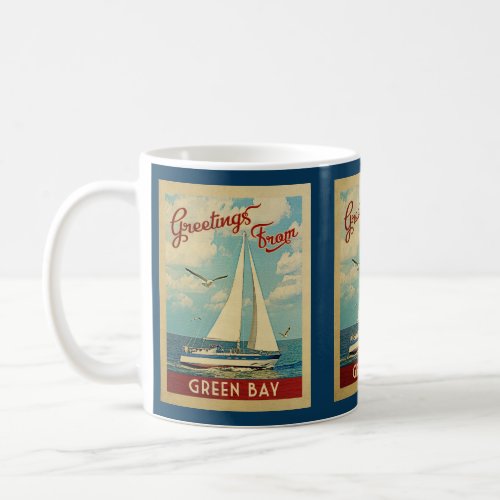 Green Bay Sailboat Vintage Travel Wisconsin Coffee Mug
