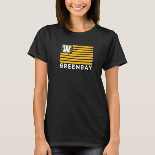 Green Bay USA Flag Dark GreenYellow Green Bay Amer T-Shirt