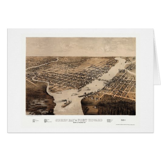 Green Bay, WI Panoramic Map - 1867 Cards (Front Horizontal)