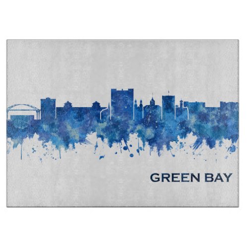 Green Bay Wisconsin Skyline Blue Cutting Board