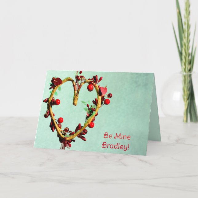 Green  Be Mine For Him Light Hearted Valentines Holiday Card (Front)
