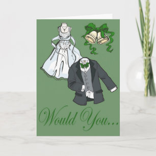 Green Be my matron of honor Invitation