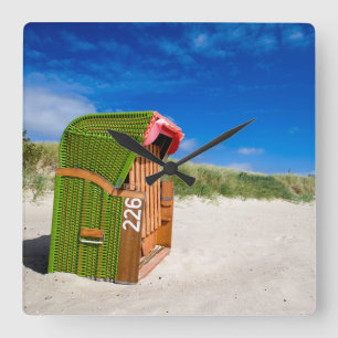 Green Beach chair at the North Sea Square Wall Clock