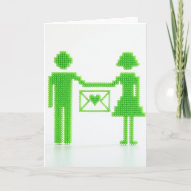 Green Bead Heart Envelope Card (Front)