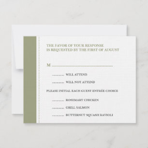 Green beaded border wedding RSVP response card