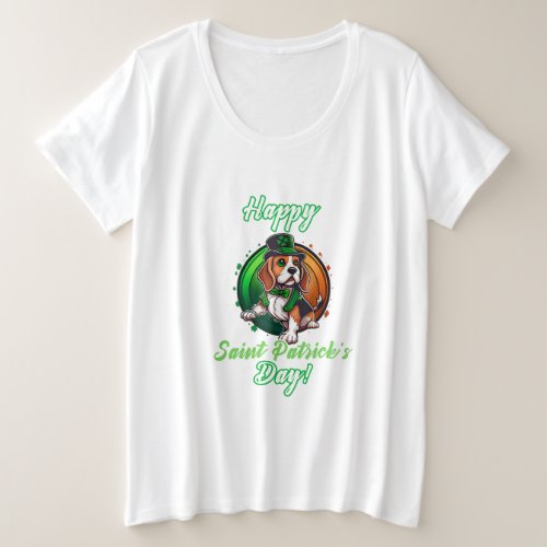 Green Beagle Happy Plus Size St Patricks Day  Plus Size T_Shirt