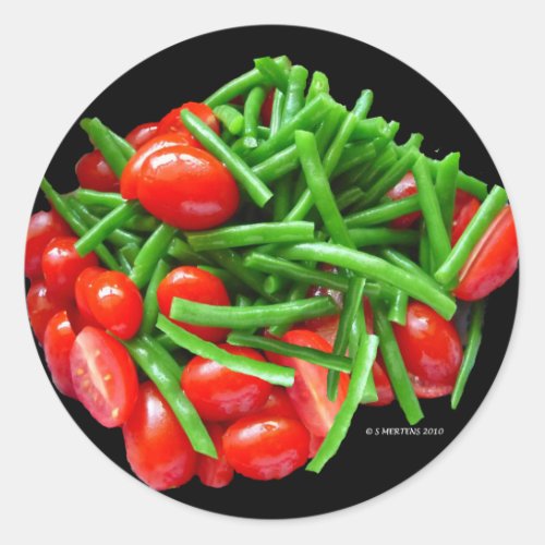 Green Bean and Tomatoes Classic Round Sticker