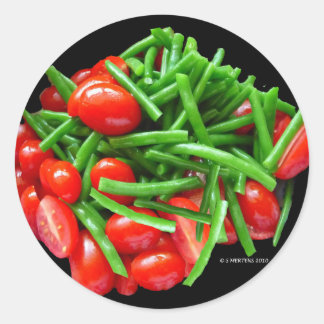 Green Bean and Tomatoes Classic Round Sticker