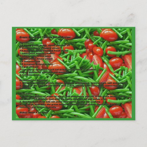 Green Bean and Tomatoes Recipe Postcard
