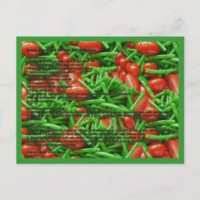 Green Bean and Tomatoes Recipe Postcard (Front)