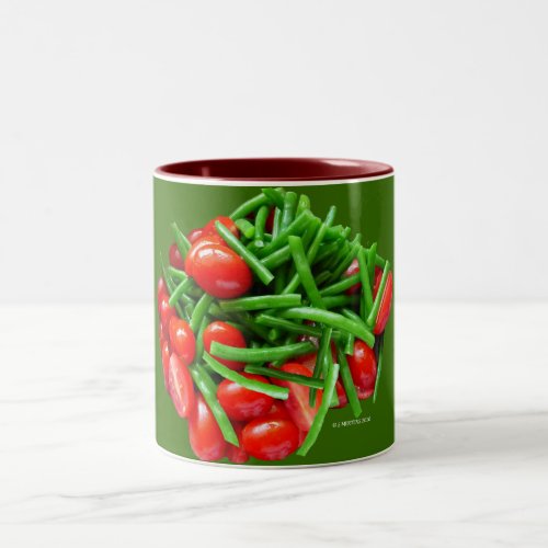 Green Bean and Tomatoes Two_Tone Coffee Mug