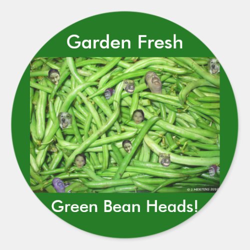 Green Bean Heads Classic Round Sticker