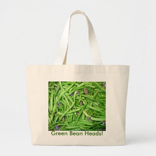 Green Bean Heads Large Tote Bag