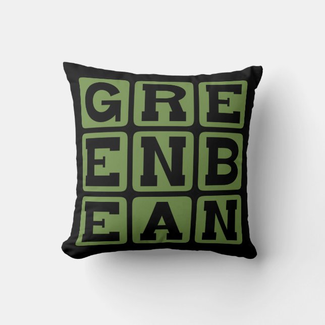 Green Bean, Vegetable Throw Pillow (Front)