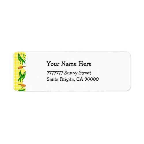 Green Bean Yellow Checks Country Address Labels