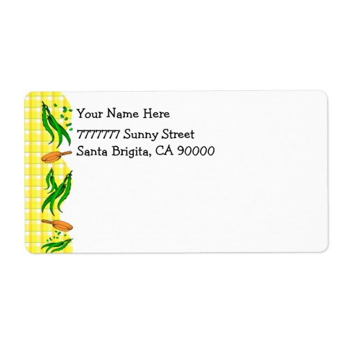 Green Bean Yellow Checks Country Shipping Labels