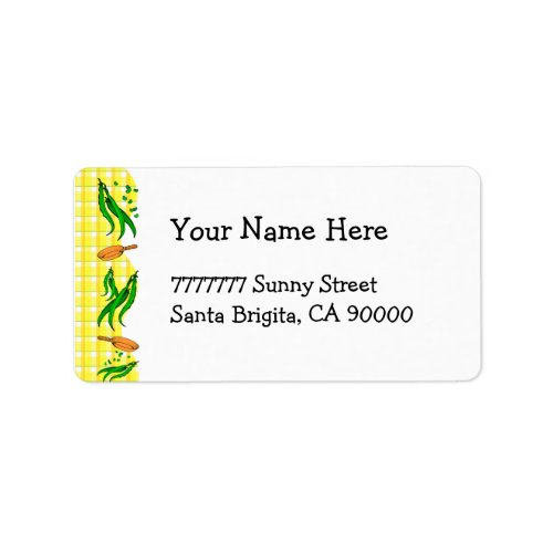 Green Bean Yellow Checks Retro Address Labels