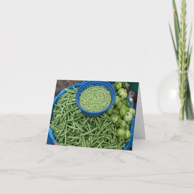 Green Beans and Peas at Farmers Vegetable Market Card (Front)