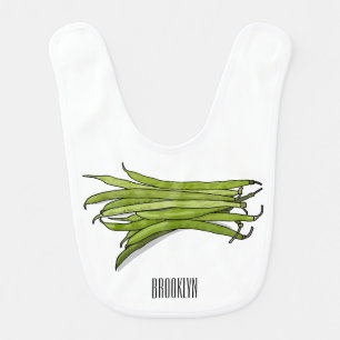 Green beans cartoon illustration baby bib