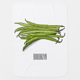 Green beans cartoon illustration  baby blanket