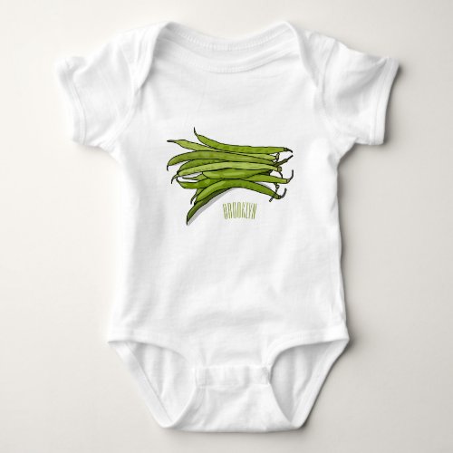 Green beans cartoon illustration  baby bodysuit