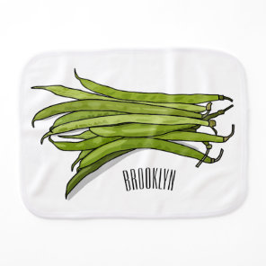 Green beans cartoon illustration baby burp cloth