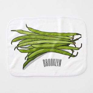 Green beans cartoon illustration baby burp cloth
