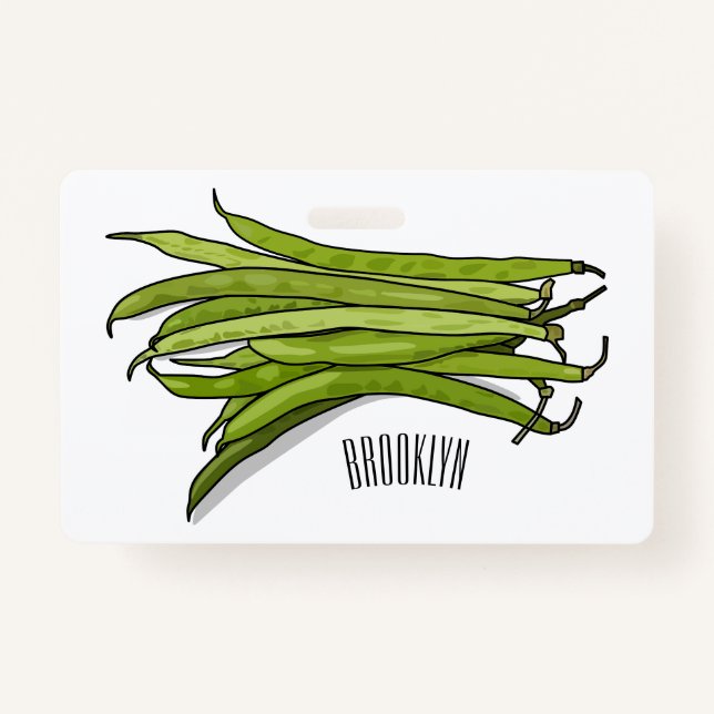 Green beans cartoon illustration  badge (Front)