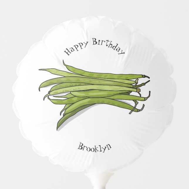 Green beans cartoon illustration balloon (Front)