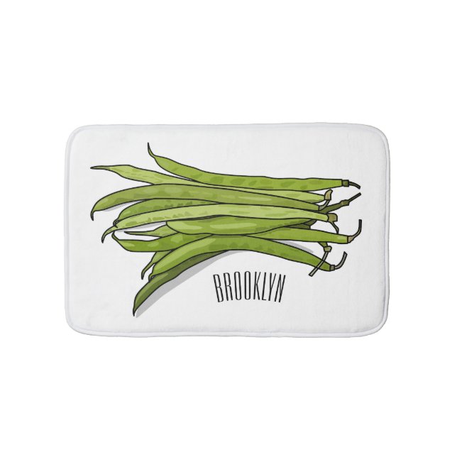 Green beans cartoon illustration  bath mat (Front)
